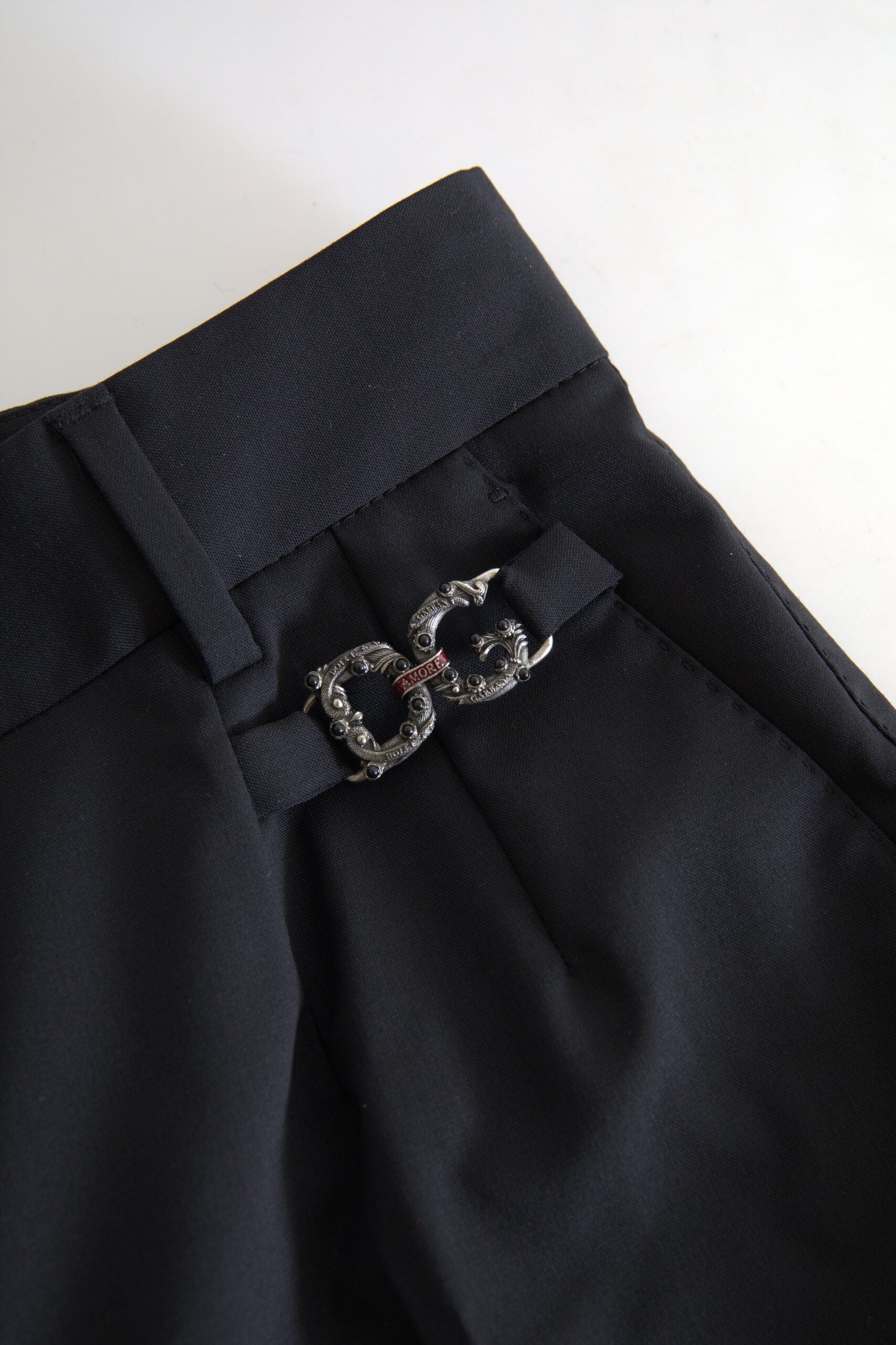 Pantalon fuselé noir en laine taille haute Dolce & Gabbana