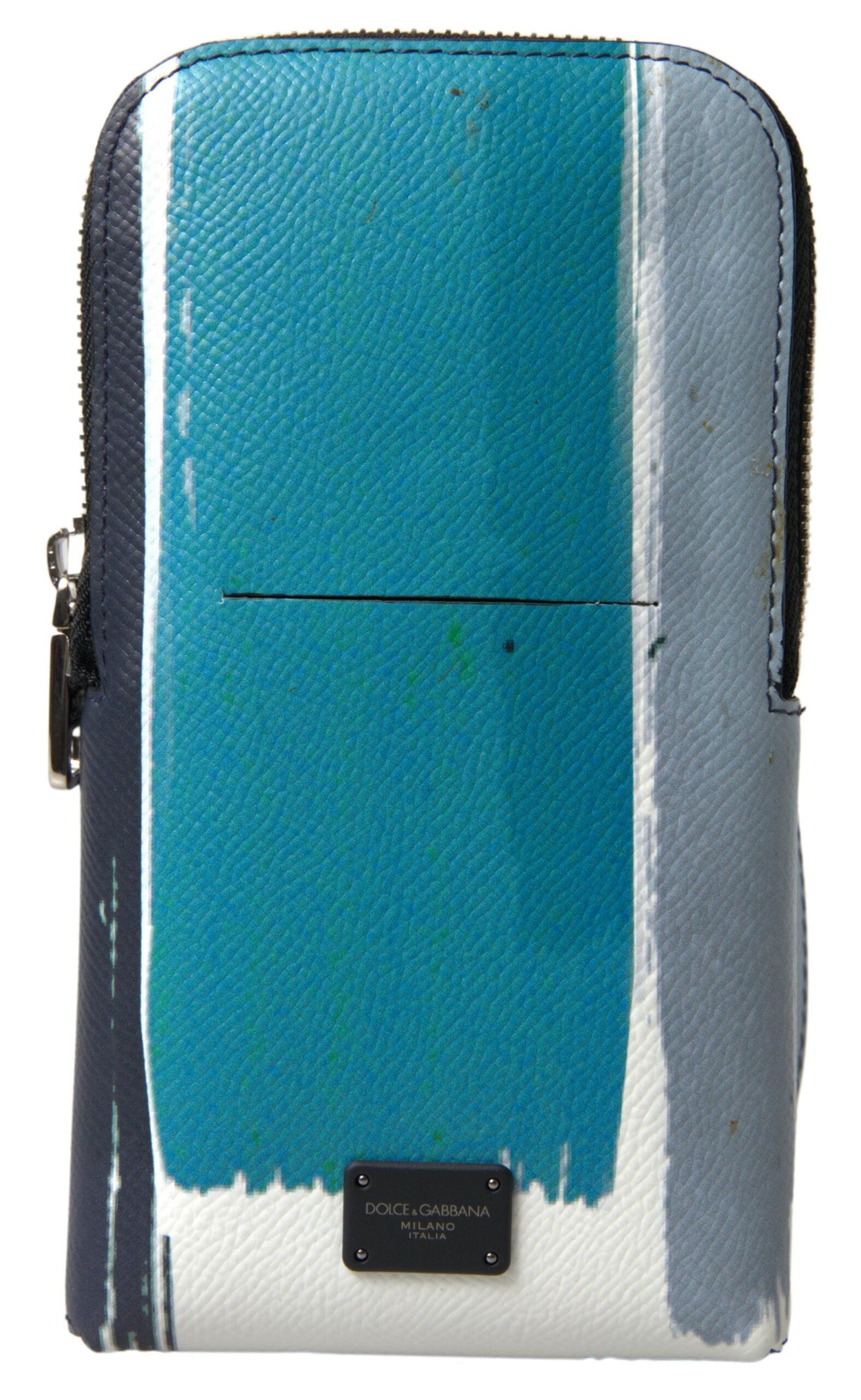 Dolce & Gabbana Sacoche Téléphone en Cuir Bleu unisexe
