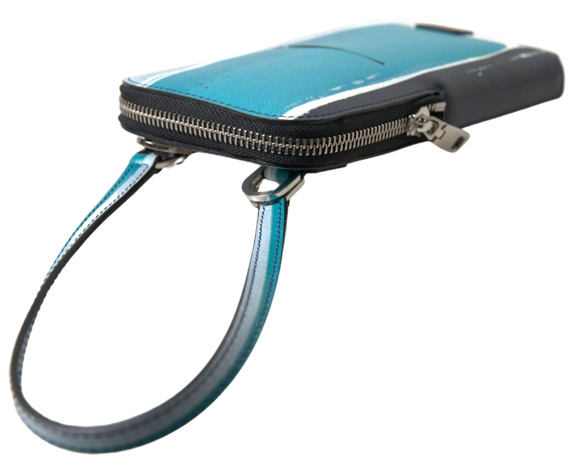Dolce & Gabbana Sacoche Téléphone en Cuir Bleu unisexe