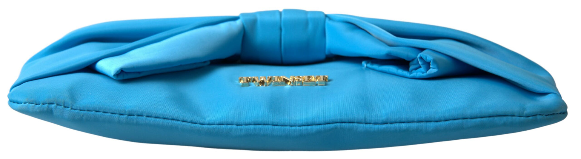 Twinset Blau Tafta Seide Große Schleife Zipper Clutch Frauen Borse Logo Tasche