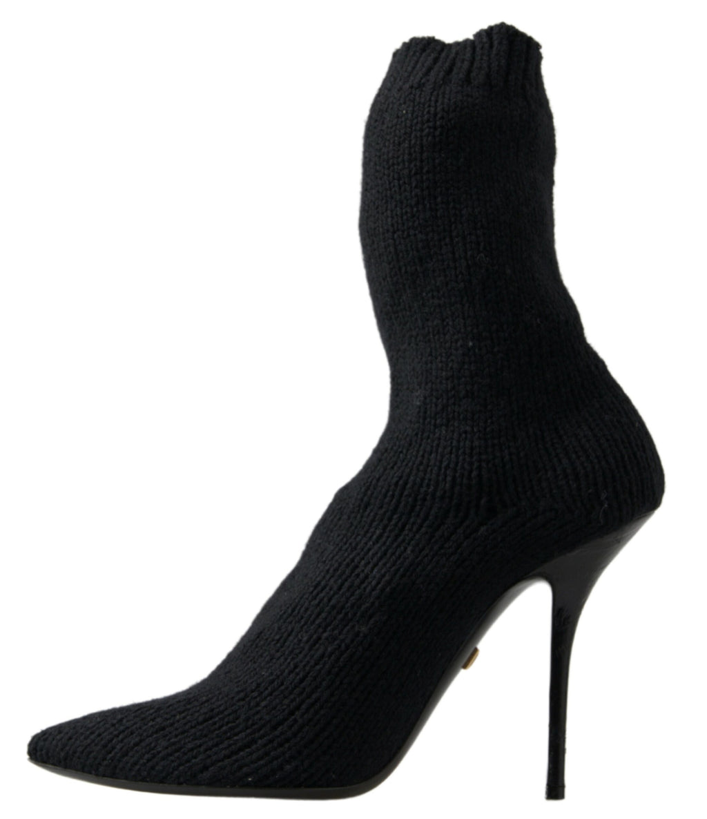 Bottes femme mi-mollet à talon aiguille noires Dolce & Gabbana
