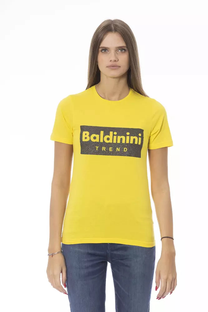T-shirt femme en coton jaune Baldinini Trend