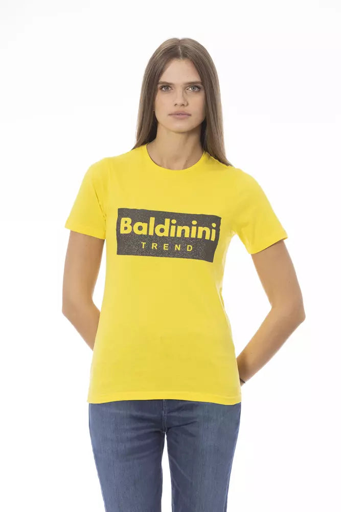 T-shirt femme en coton jaune Baldinini Trend