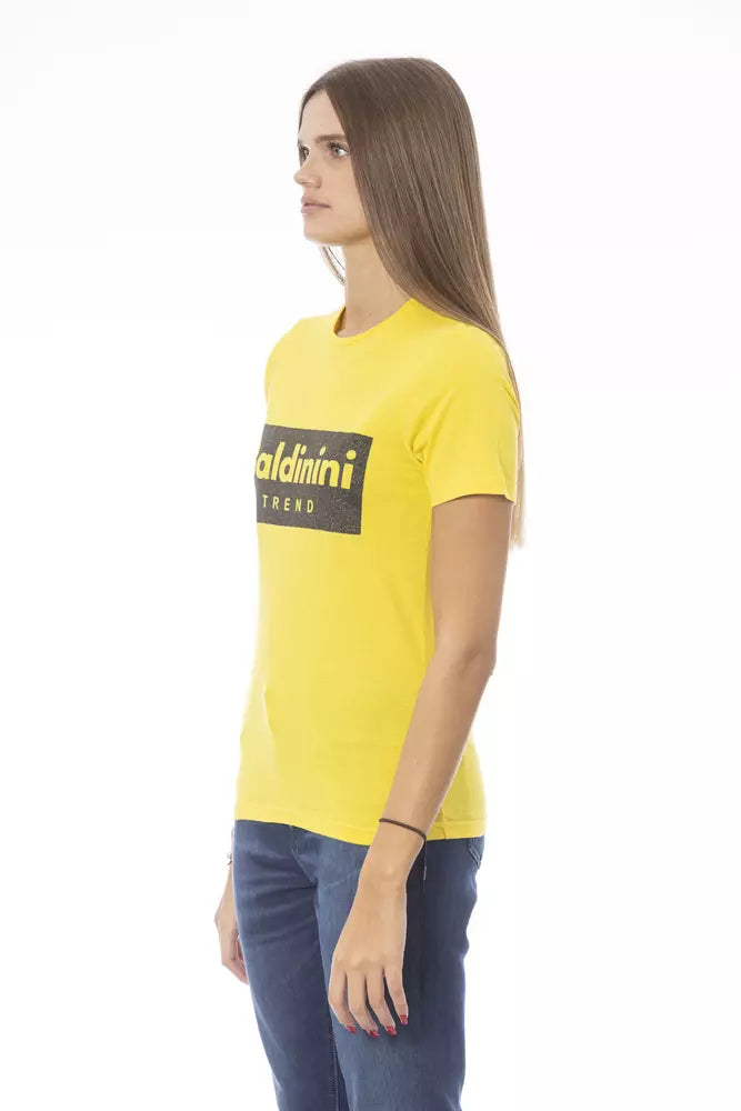 T-shirt femme en coton jaune Baldinini Trend
