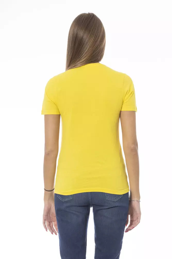 T-shirt femme en coton jaune Baldinini Trend