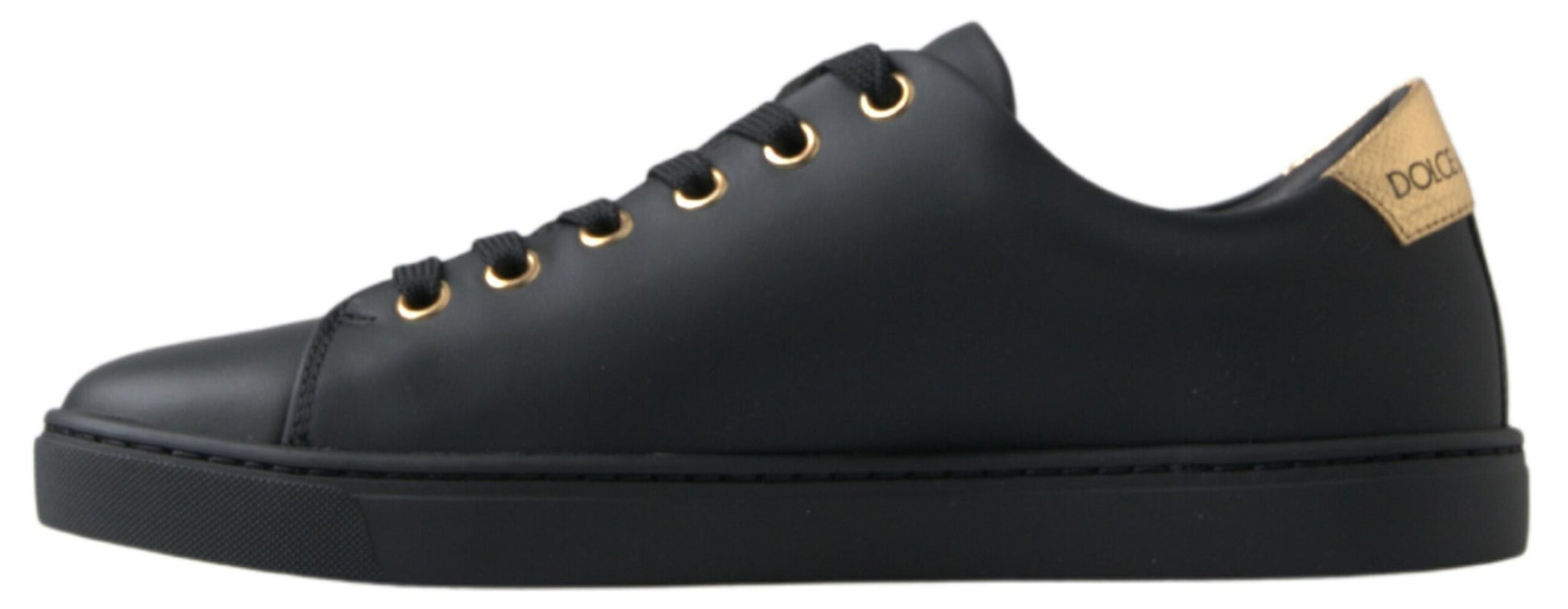 Dolce & Gabbana Baskets classiques en cuir noir et or