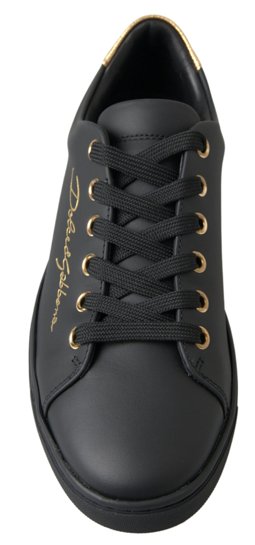 Dolce & Gabbana Baskets classiques en cuir noir et or