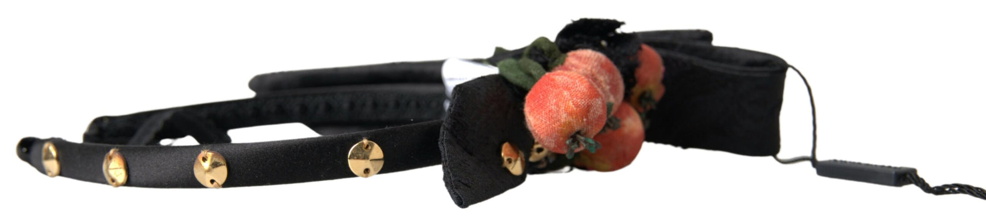 Dolce &amp; Gabbana Schwarzes Tiara-Diadem-Stirnband mit mehrfarbigem Feigenfrucht-Kristall