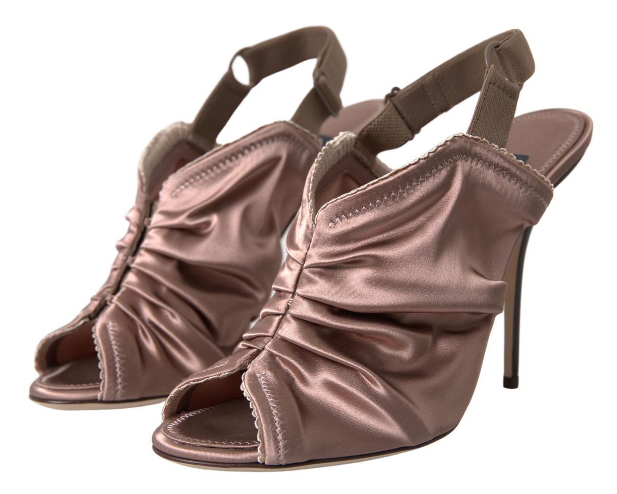 Escarpins Dolce & Gabbana marron clair à bride arrière et fermeture corset