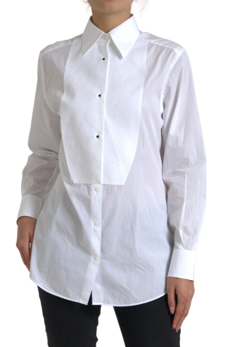 Chemise Dolce & Gabbana en coton à col et manches longues blanche