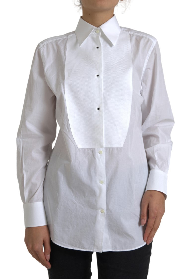 Chemise Dolce & Gabbana en coton à col et manches longues blanche