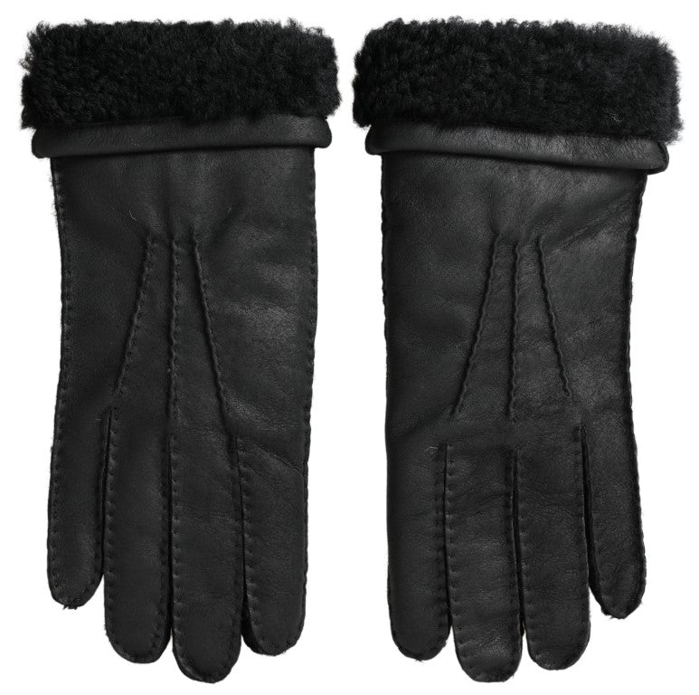 Dolce &amp; Gabbana Elegante schwarze Winterhandschuhe aus Leder