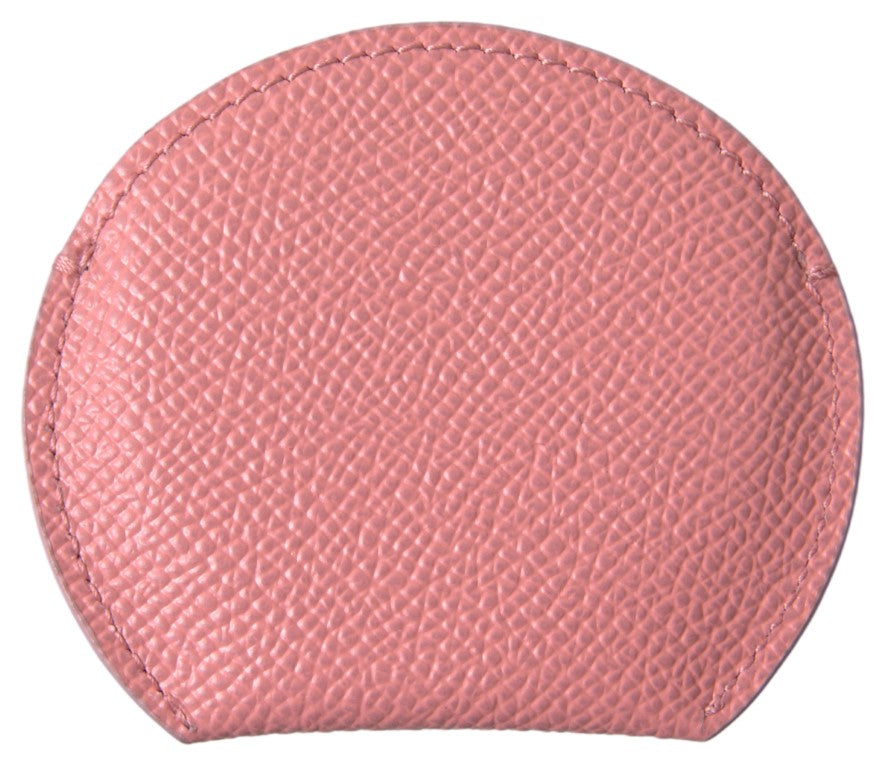 Porte-miroir rond en cuir de veau rose Dolce & Gabbana
