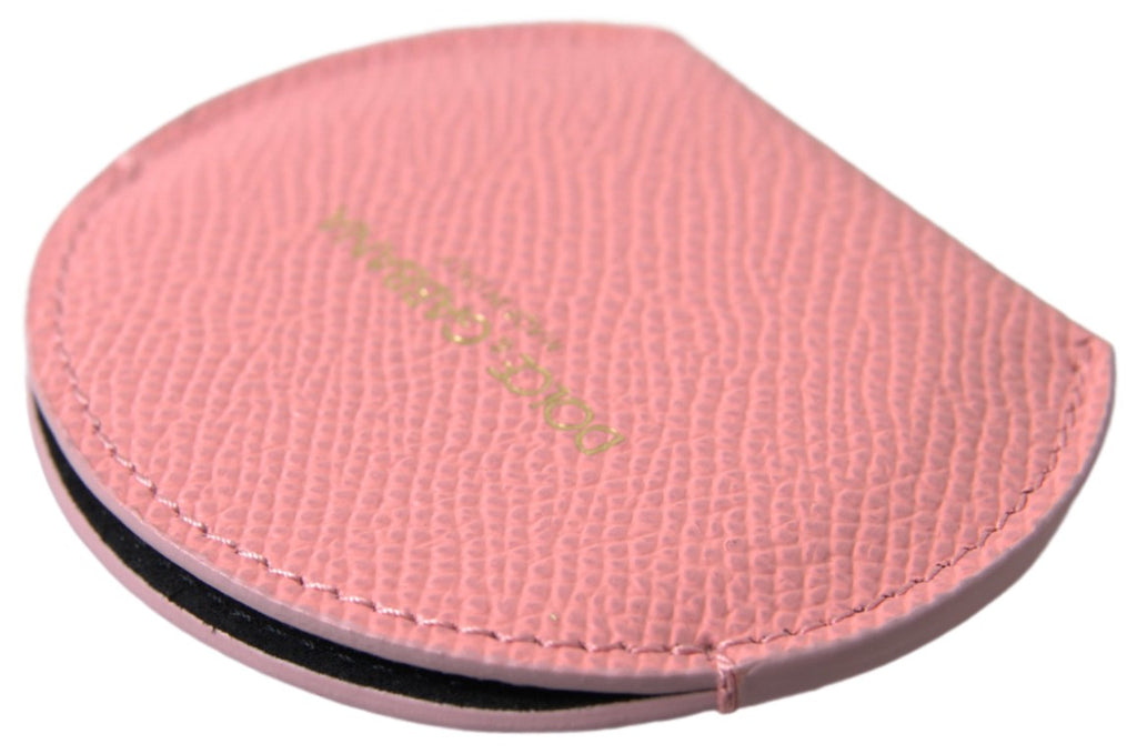 Porte-miroir rond en cuir de veau rose Dolce & Gabbana