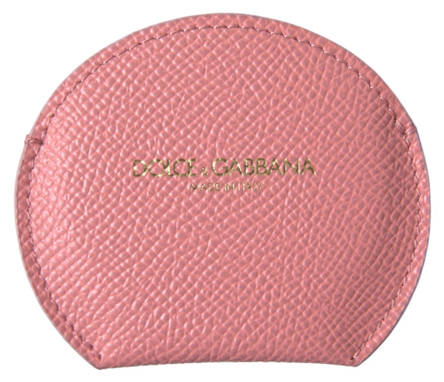 Porte-miroir rond en cuir de veau rose Dolce & Gabbana