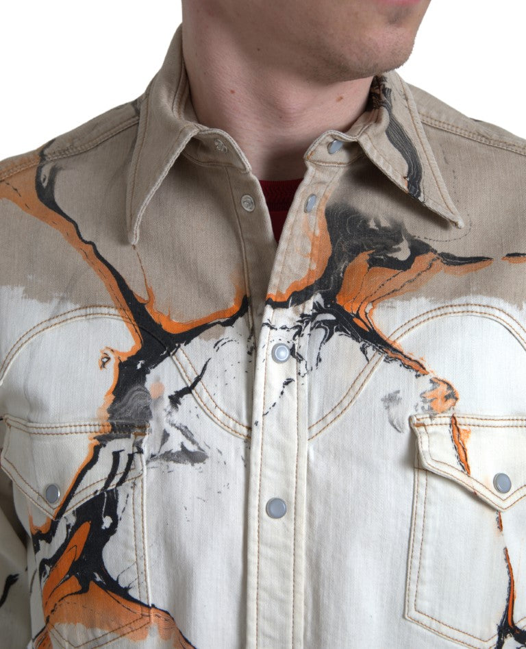 Chemise en jean à col en coton multicolore Dolce & Gabbana