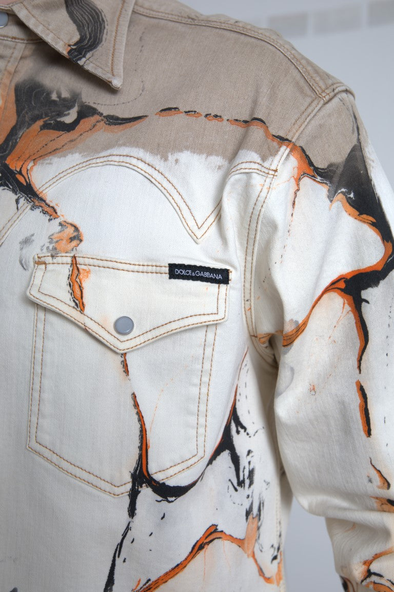 Chemise en jean à col en coton multicolore Dolce & Gabbana