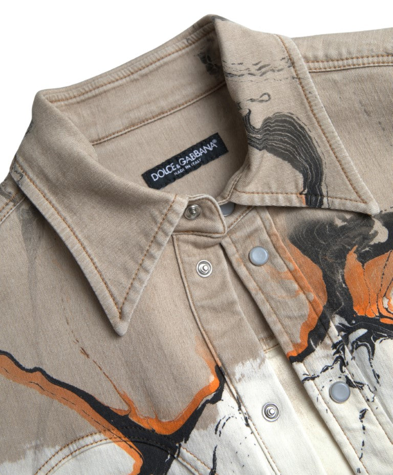 Chemise en jean à col en coton multicolore Dolce & Gabbana