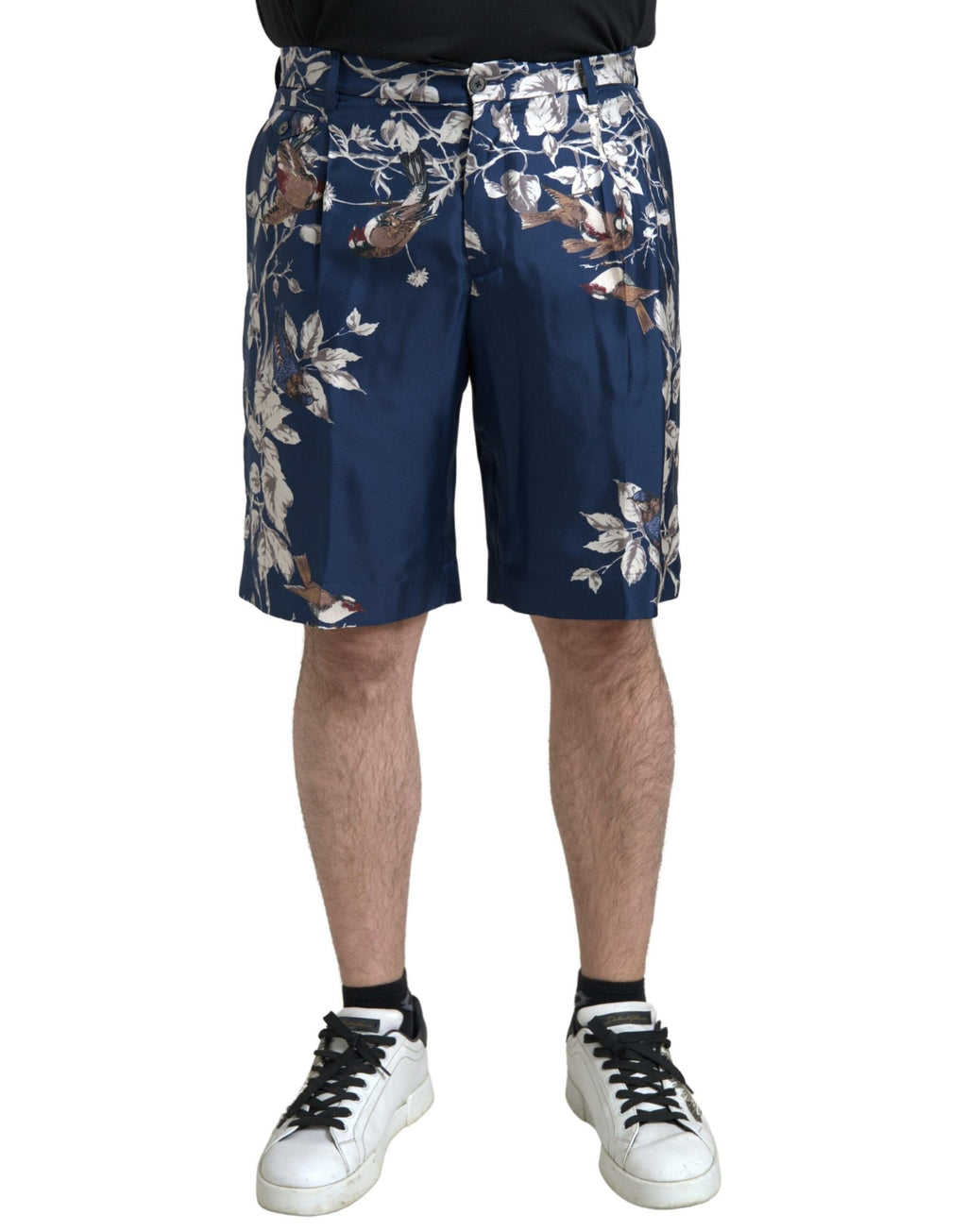 Short Dolce & Gabbana en soie imprimé floral bleu pour homme