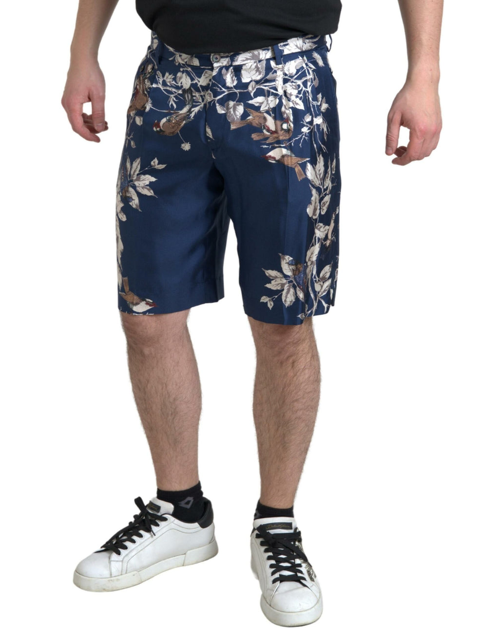 Short Dolce & Gabbana en soie imprimé floral bleu pour homme