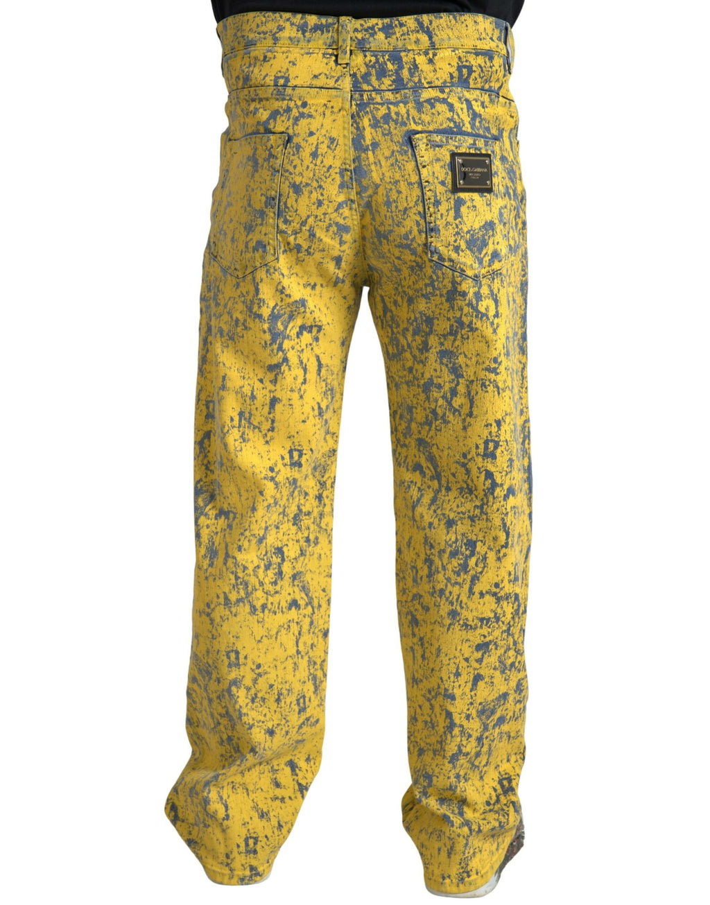 Jean droit en denim tie-dye en coton jaune Dolce & Gabbana