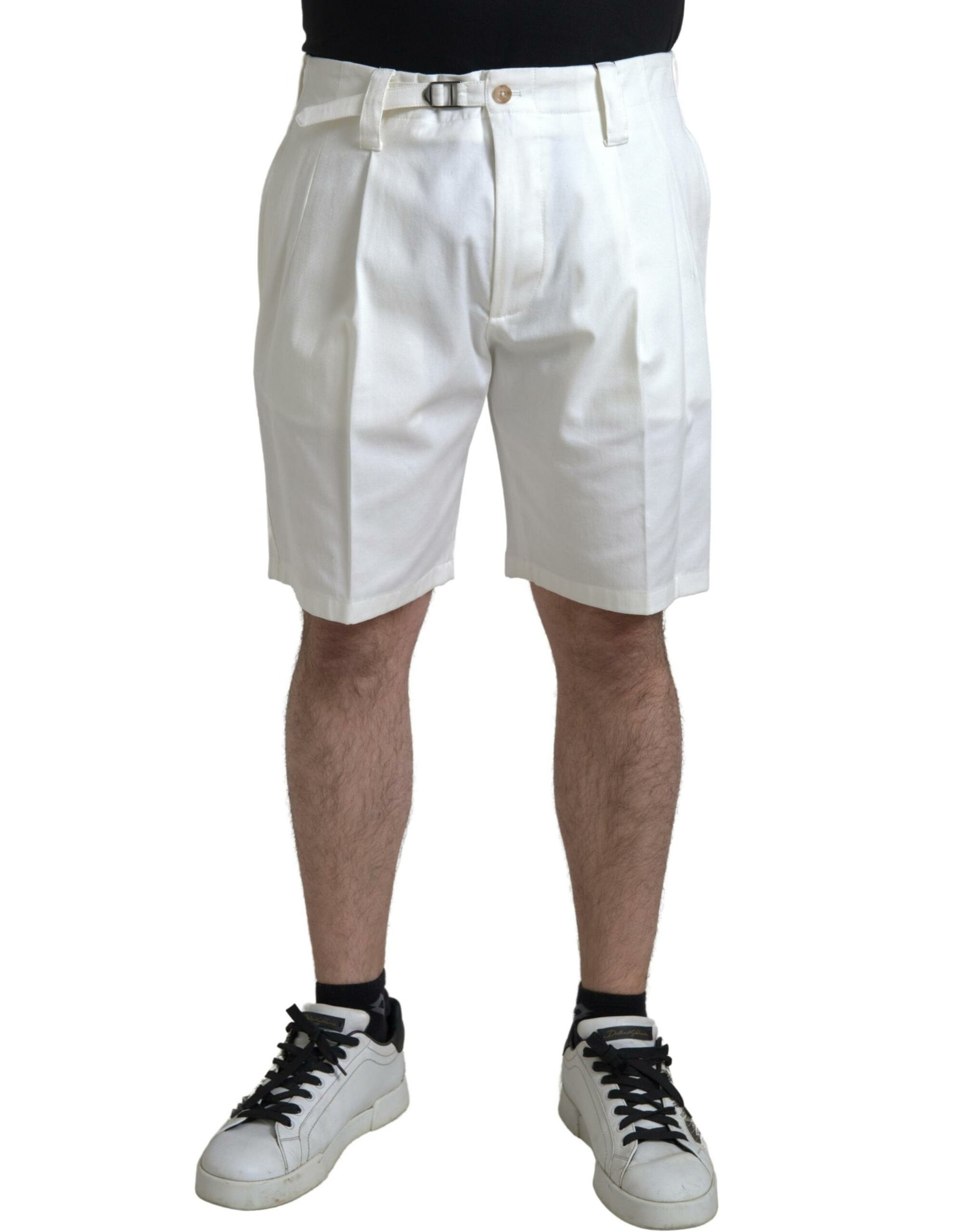 Shorts bermudas en jean stretch de coton blanc Dolce & Gabbana pour homme