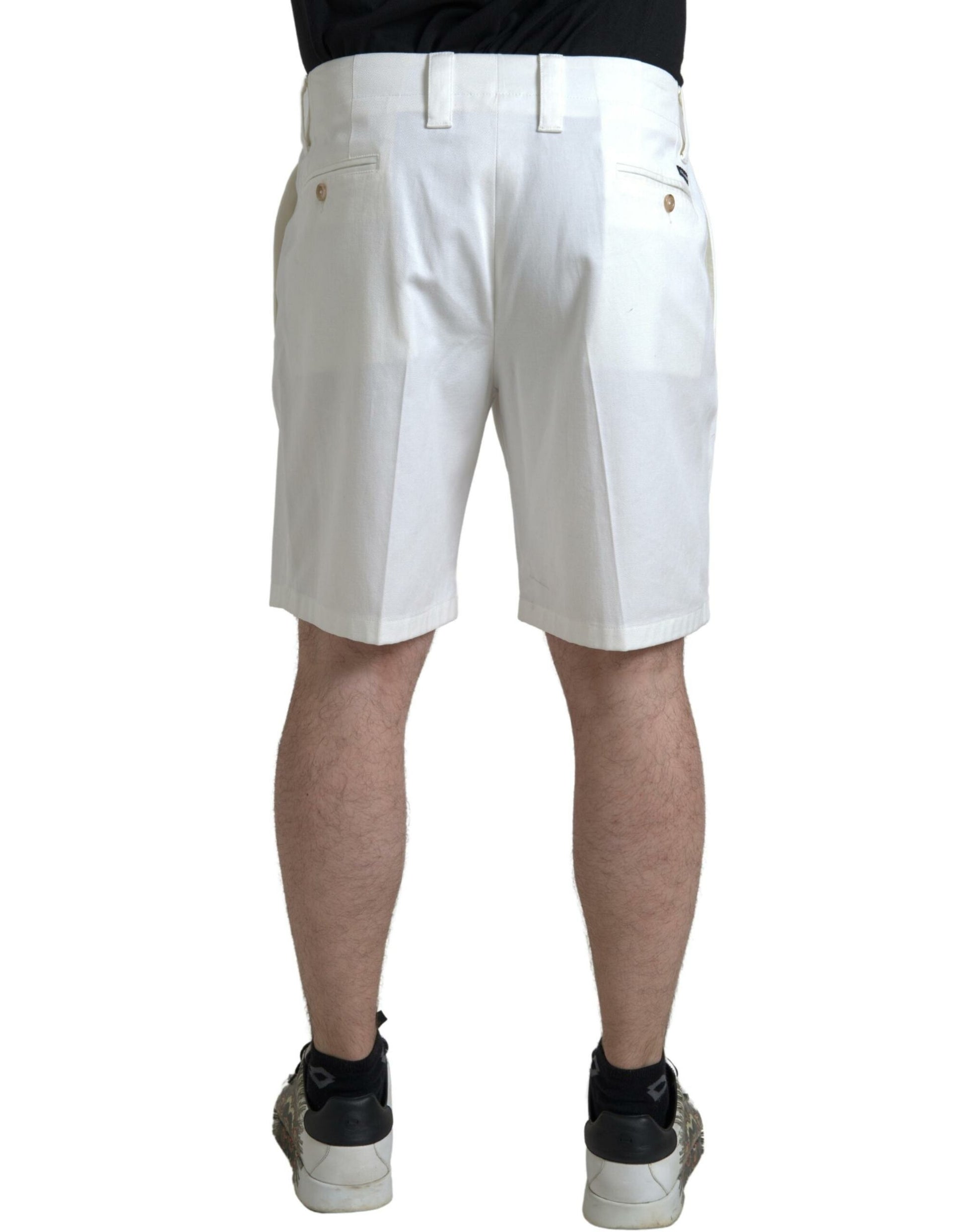 Shorts bermudas en jean stretch de coton blanc Dolce & Gabbana pour homme