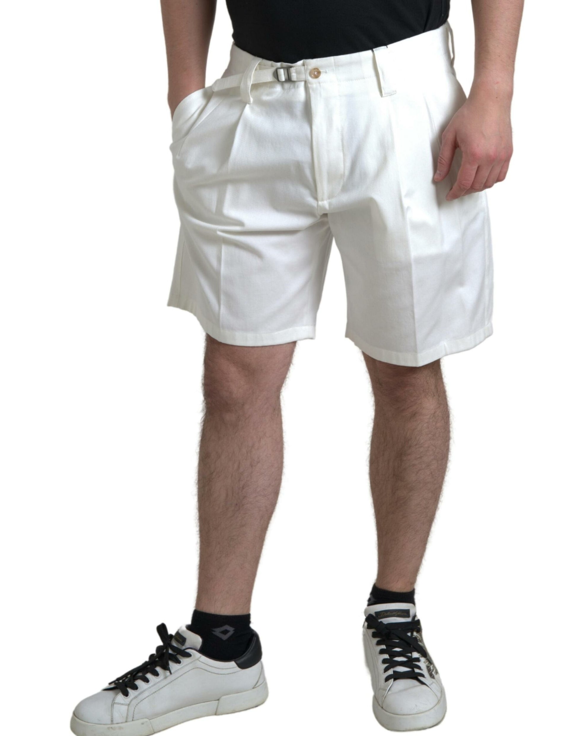 Shorts bermudas en jean stretch de coton blanc Dolce & Gabbana pour homme