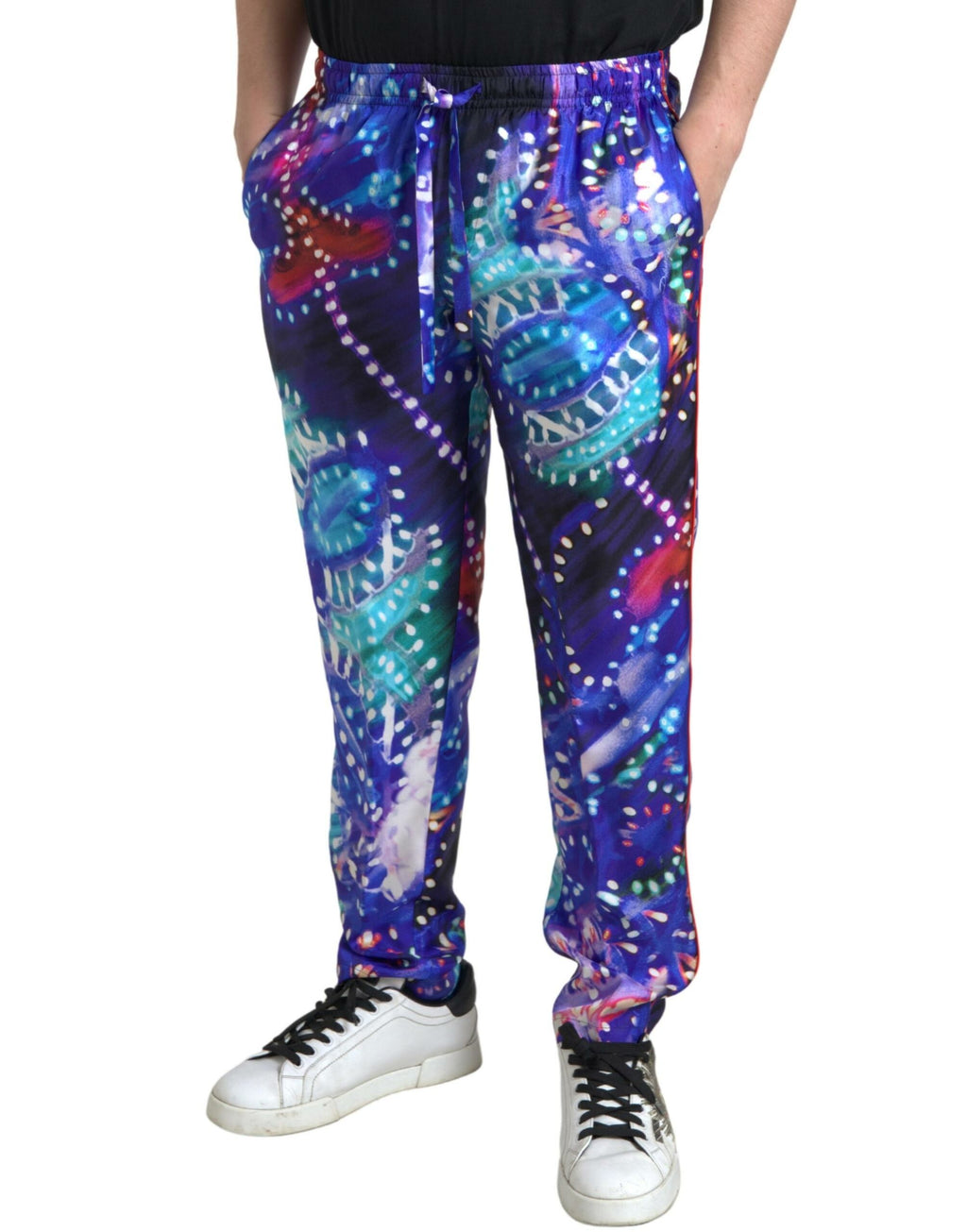 Pantalon en Soie Imprimée Multicolore pour Homme Dolce & Gabbana