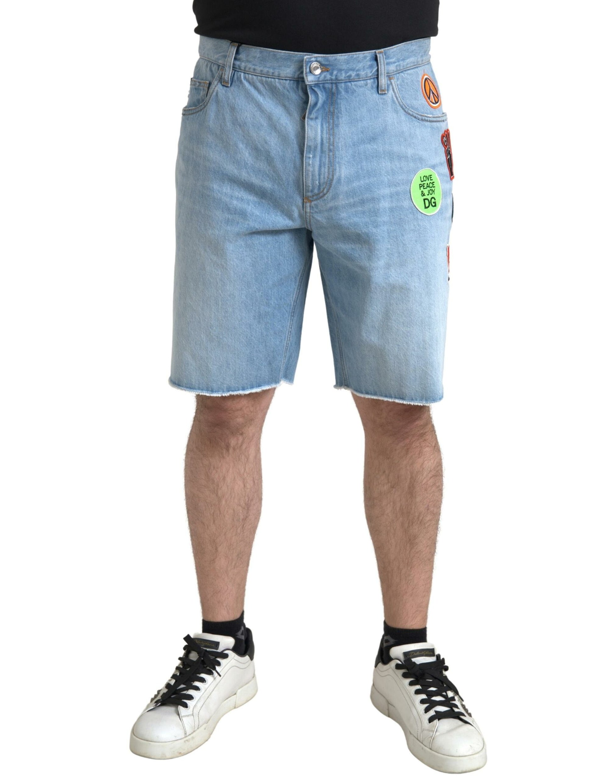 Shorts Bermudas en jean de coton bleu clair Dolce & Gabbana pour hommes