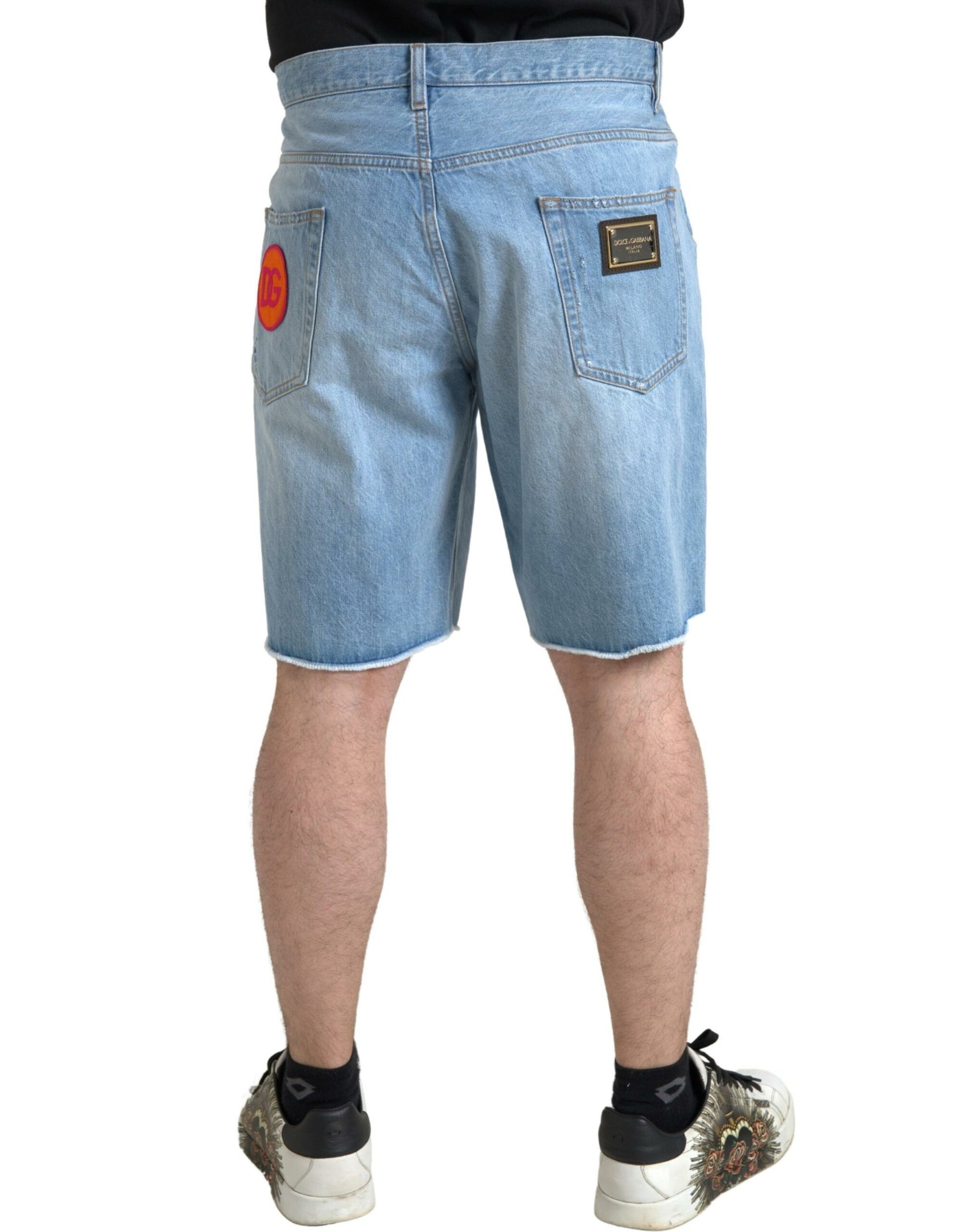 Shorts Bermudas en jean de coton bleu clair Dolce & Gabbana pour hommes