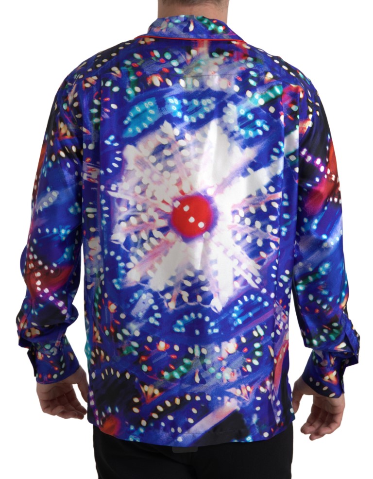 Chemise de pyjama homme Dolce & Gabbana en soie multicolore à imprimé psychédélique