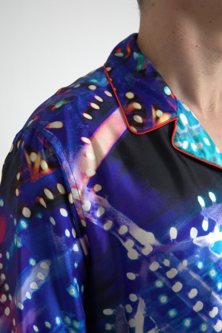 Chemise de pyjama homme Dolce & Gabbana en soie multicolore à imprimé psychédélique