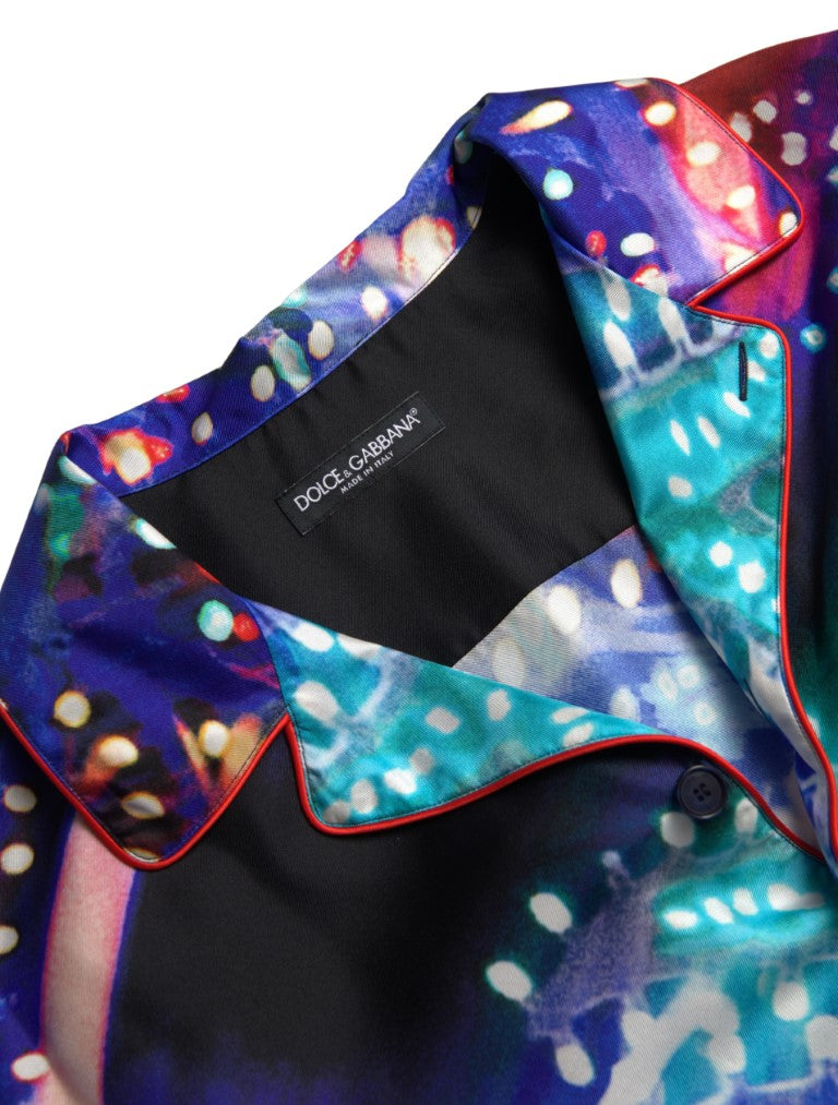 Chemise de pyjama homme Dolce & Gabbana en soie multicolore à imprimé psychédélique