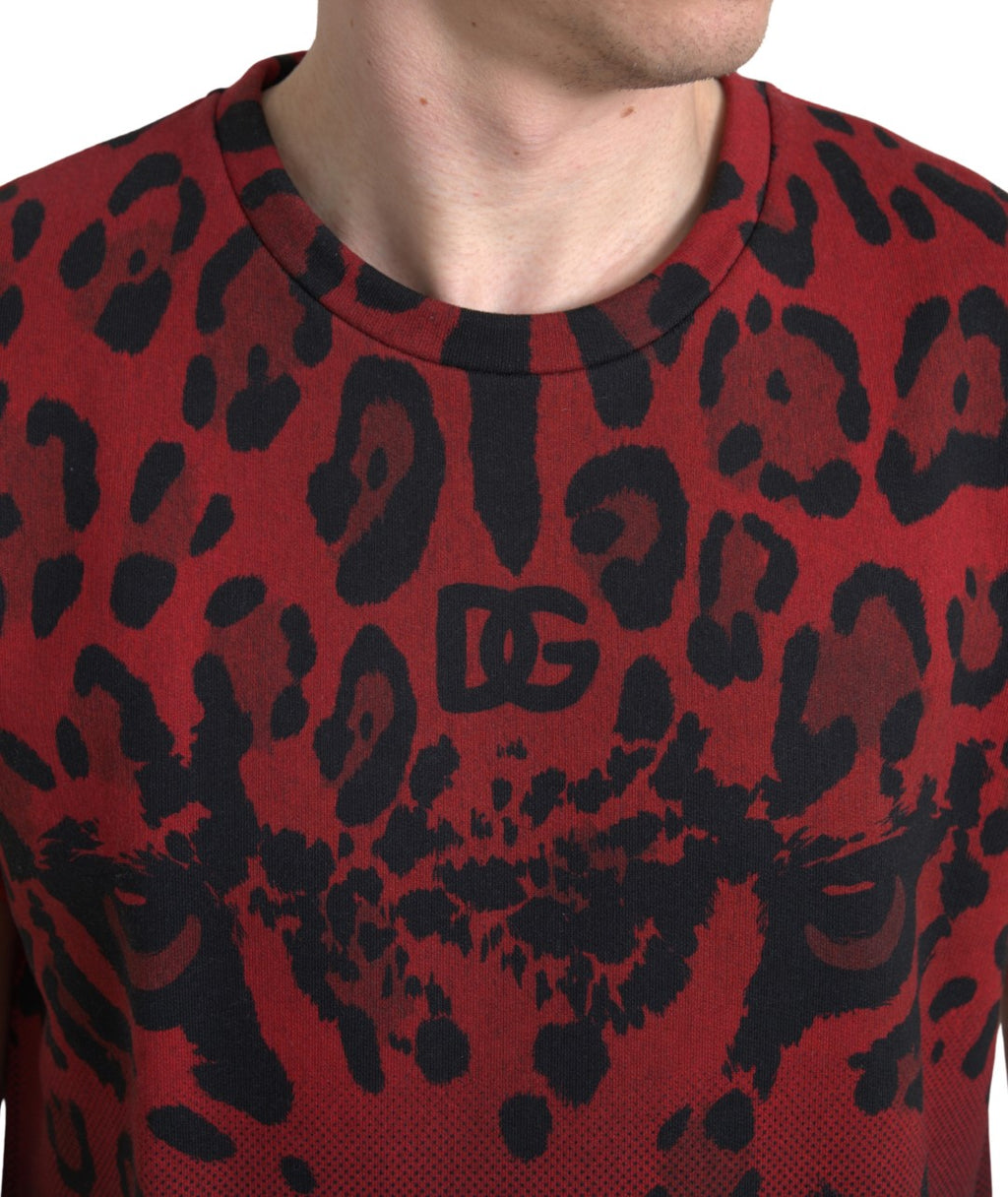 Débardeur sans manches en coton imprimé léopard rouge Dolce & Gabbana