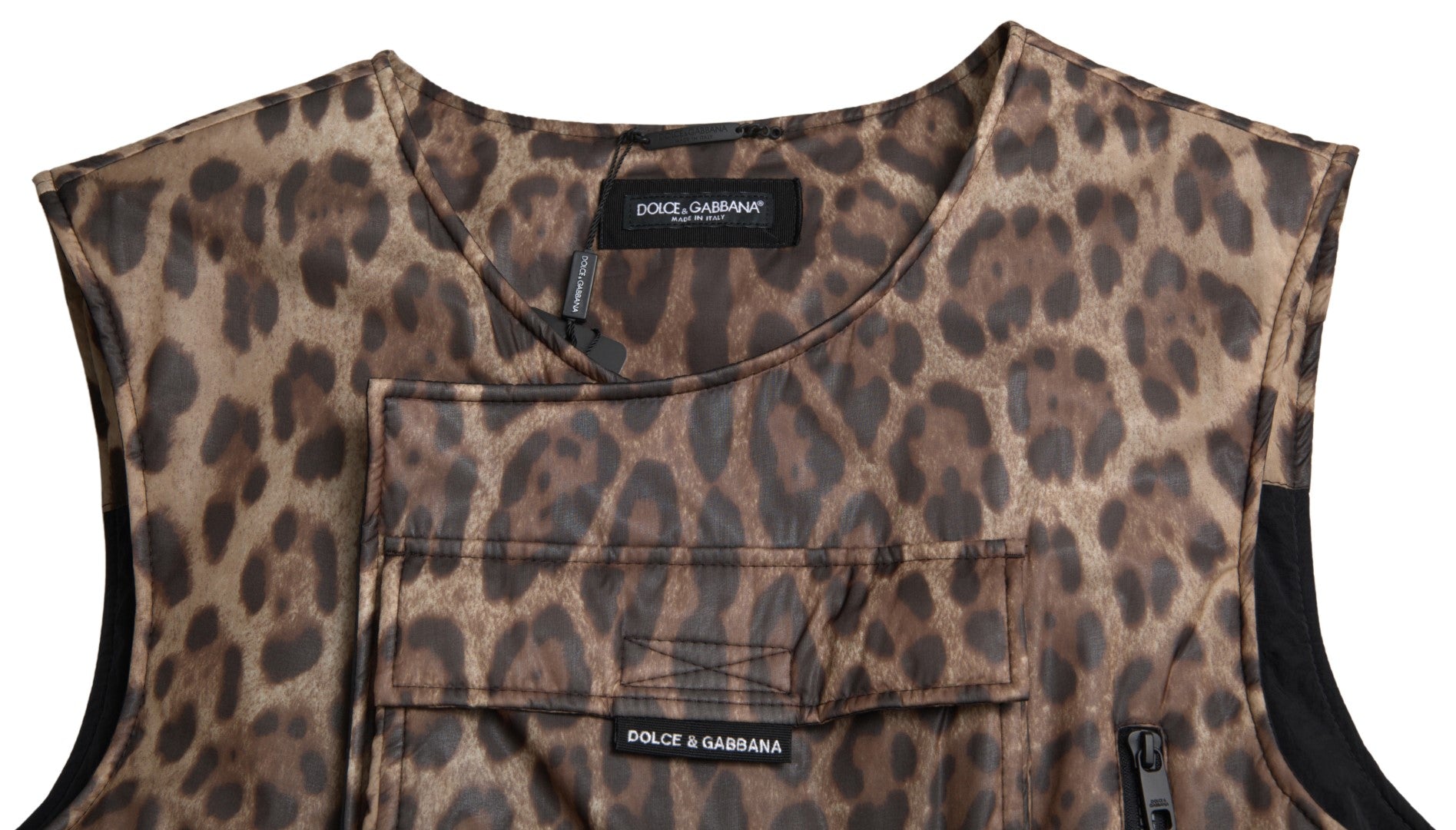 Haut sans manches de sport Dolce & Gabbana en soie léopard marron