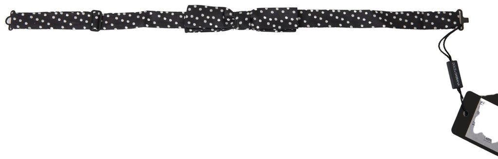 Nœud papillon papillon réglable en soie à pois noirs Dolce & Gabbana pour homme