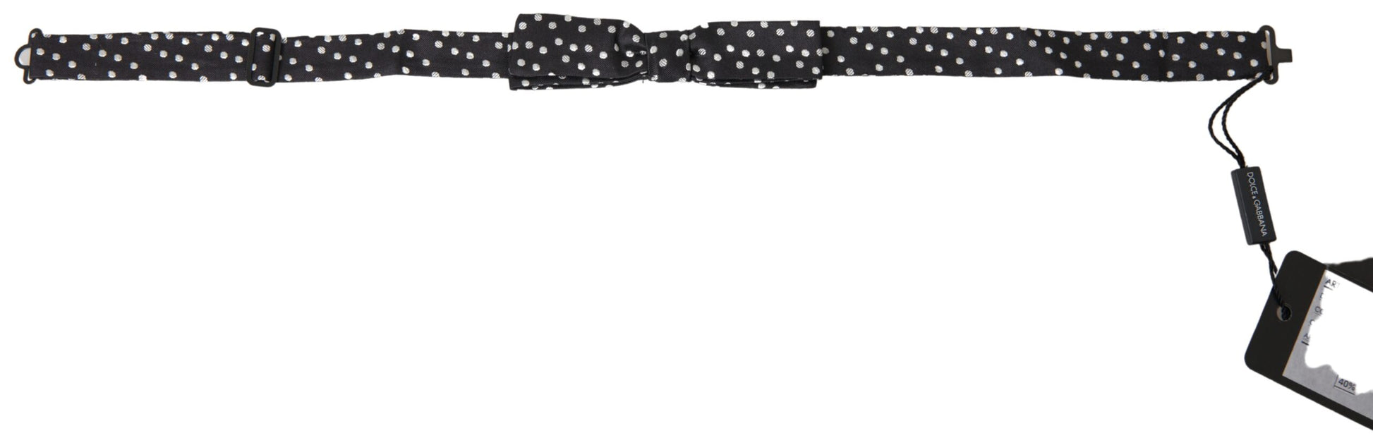 Nœud papillon papillon réglable en soie à pois noirs Dolce & Gabbana pour homme