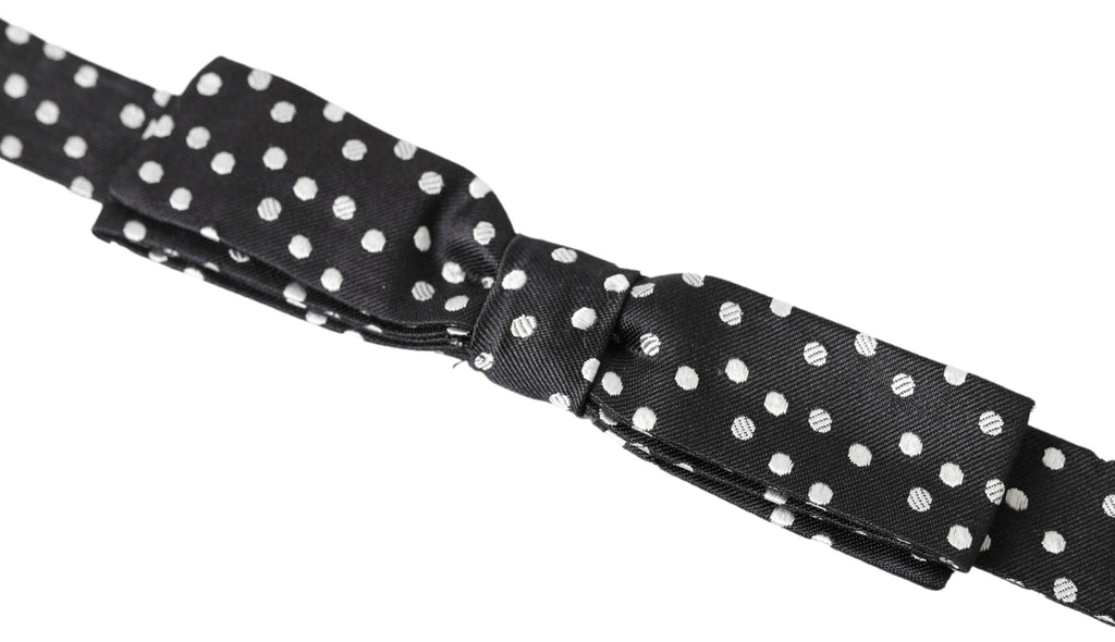 Nœud papillon papillon réglable en soie à pois noirs Dolce & Gabbana pour homme
