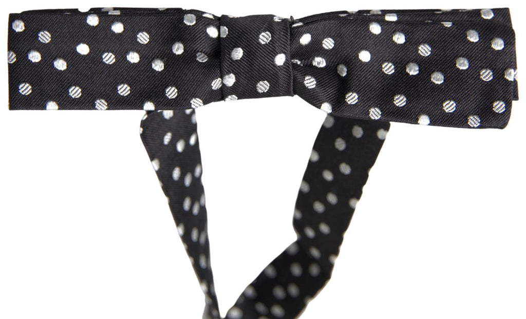 Nœud papillon papillon réglable en soie à pois noirs Dolce & Gabbana pour homme