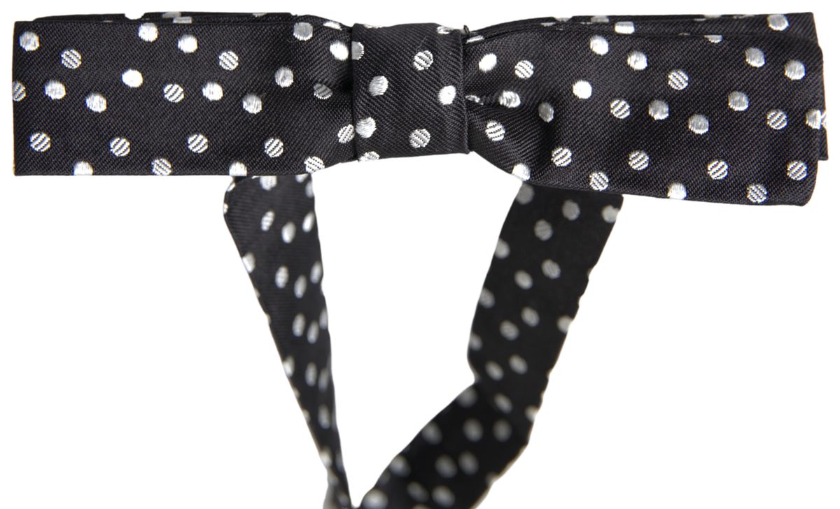 Nœud papillon papillon réglable en soie à pois noirs Dolce & Gabbana pour homme
