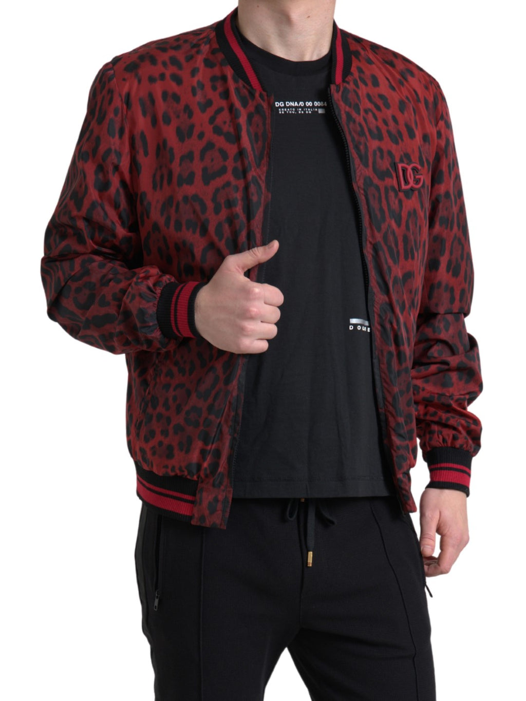 Dolce & Gabbana Blouson Court Bomber Léopard Rouge