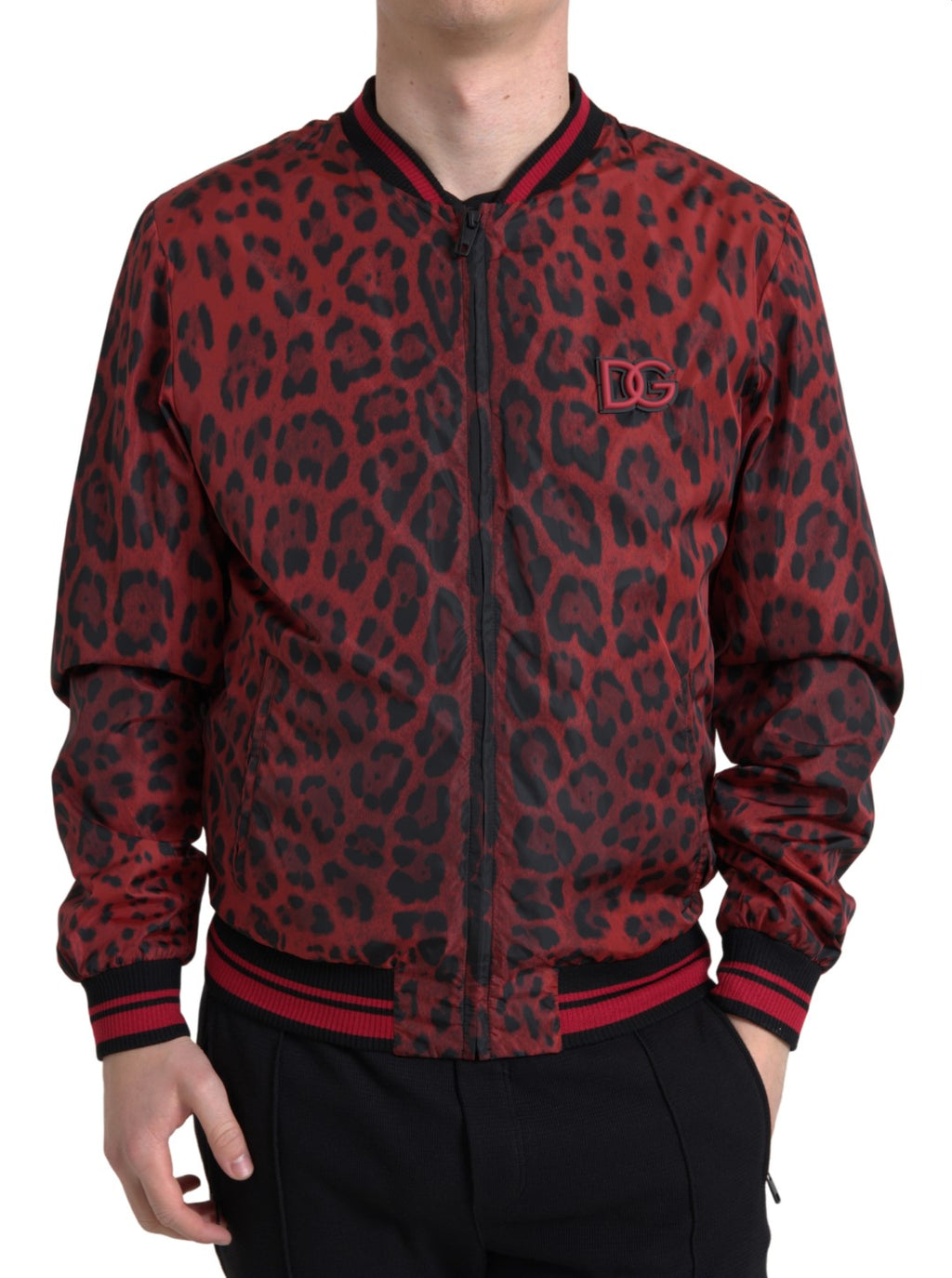 Dolce & Gabbana Blouson Court Bomber Léopard Rouge