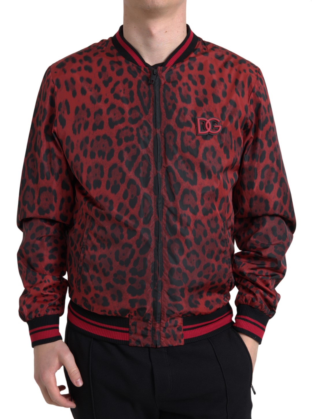 Dolce & Gabbana Blouson Court Bomber Léopard Rouge