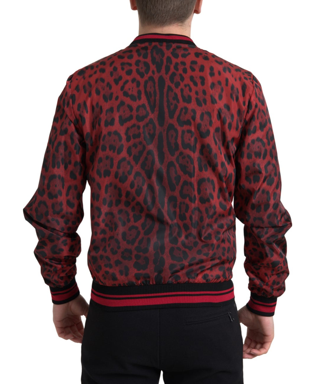 Dolce & Gabbana Blouson Court Bomber Léopard Rouge
