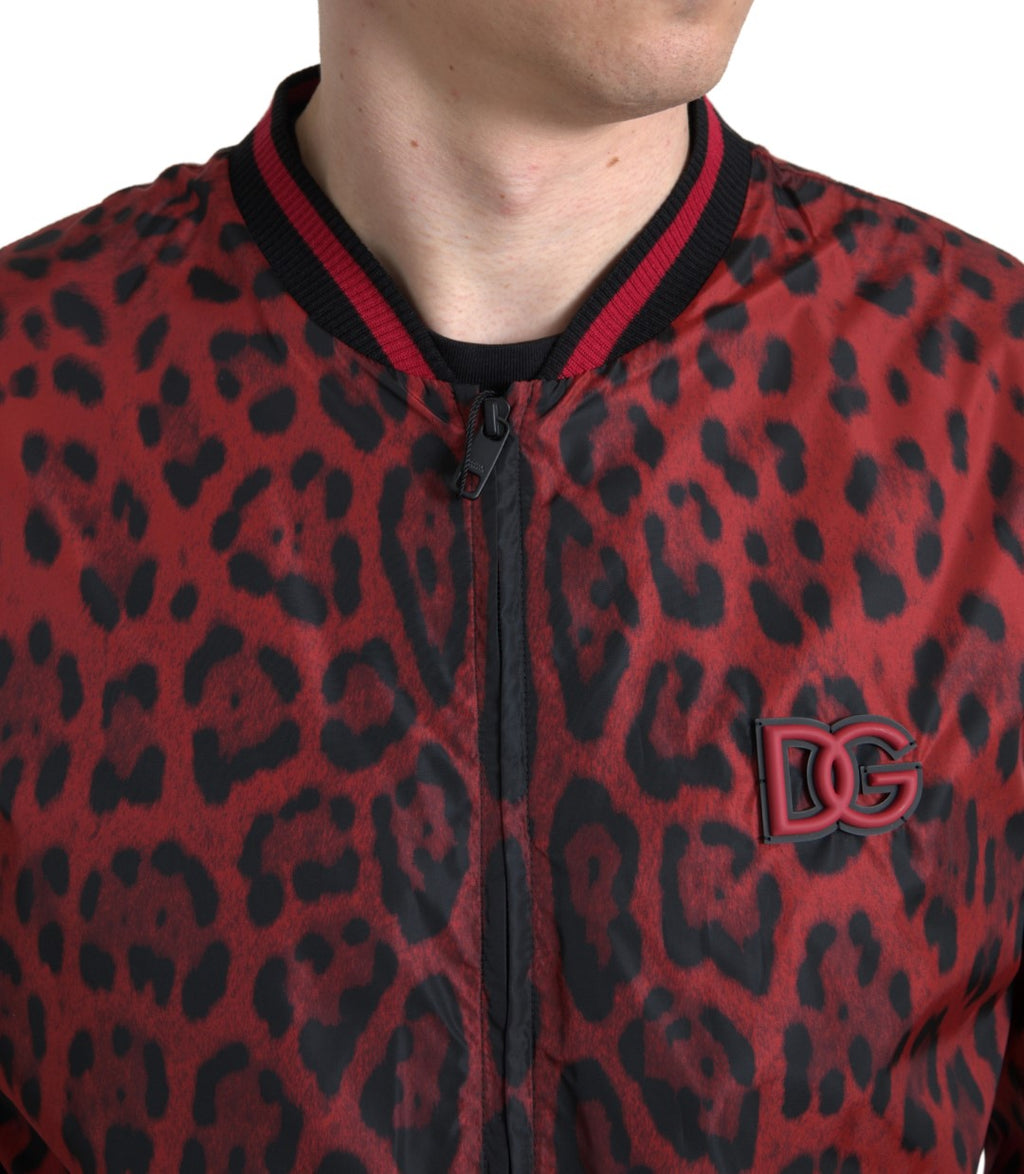 Dolce & Gabbana Blouson Court Bomber Léopard Rouge