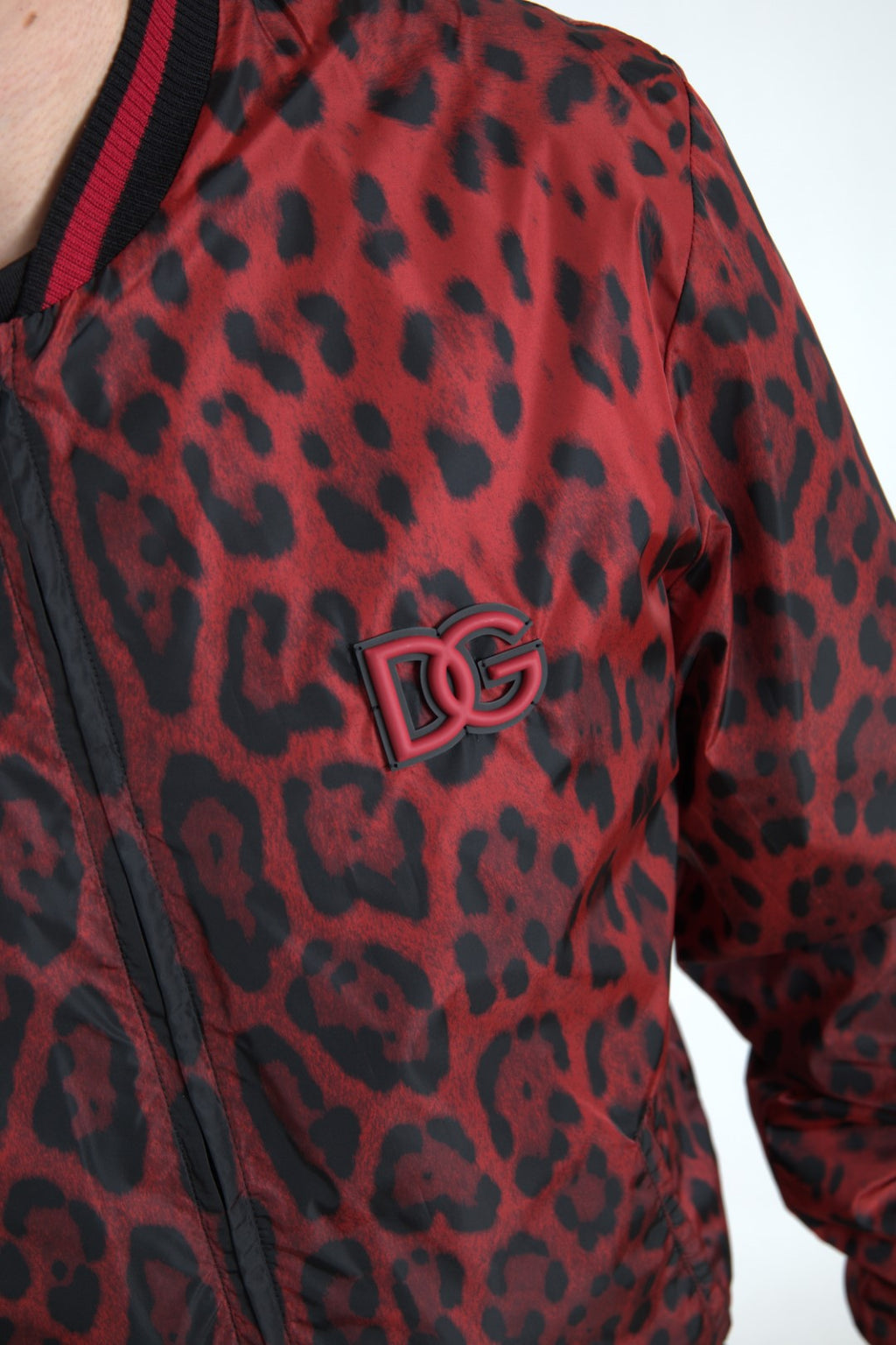 Dolce & Gabbana Blouson Court Bomber Léopard Rouge