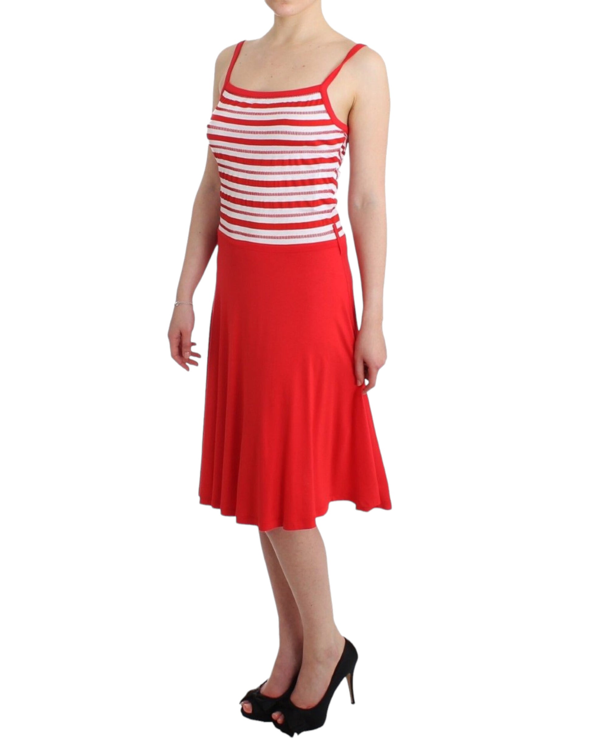 Roccobarocco Rot gestreiftes Jersey-A-Linien-Kleid