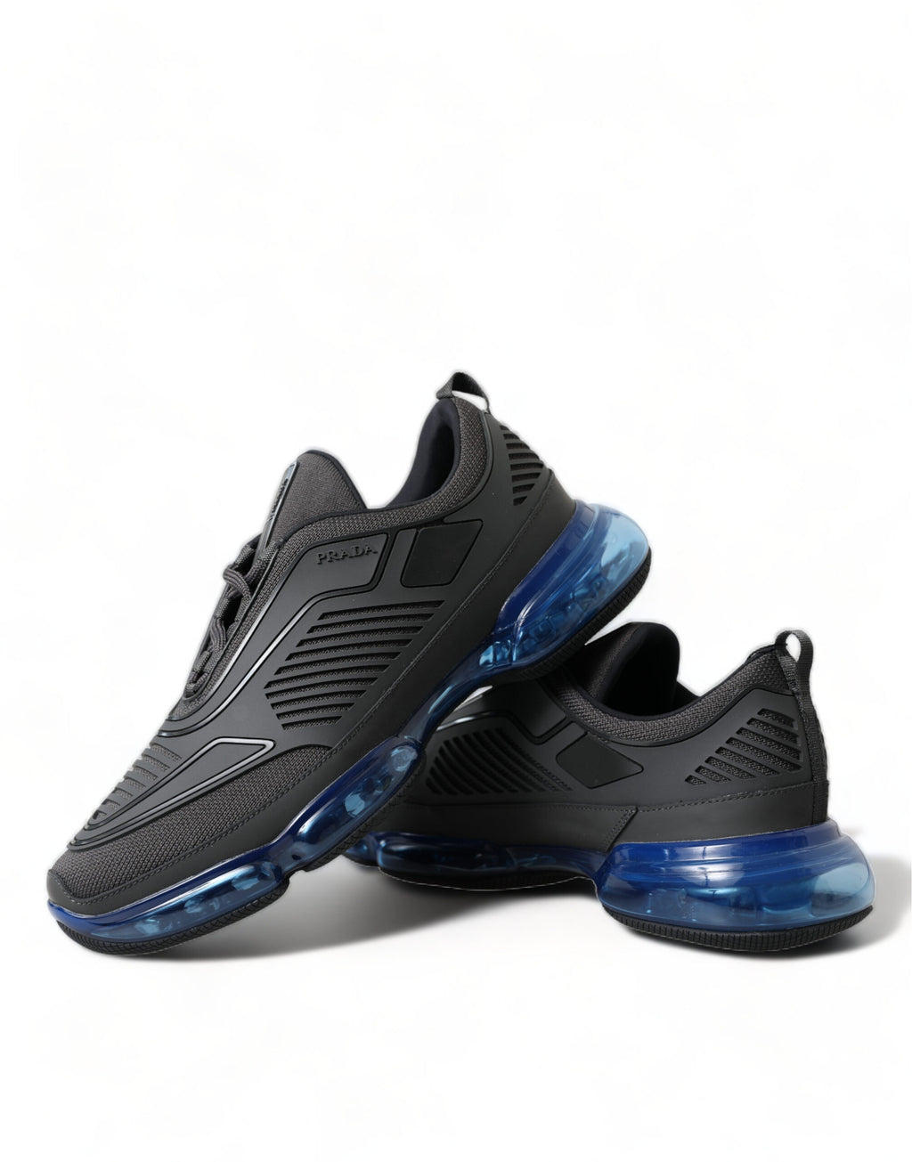 Prada Schwarz Blau Gummi Strick Slip On Low Top Sneakers Schuhe