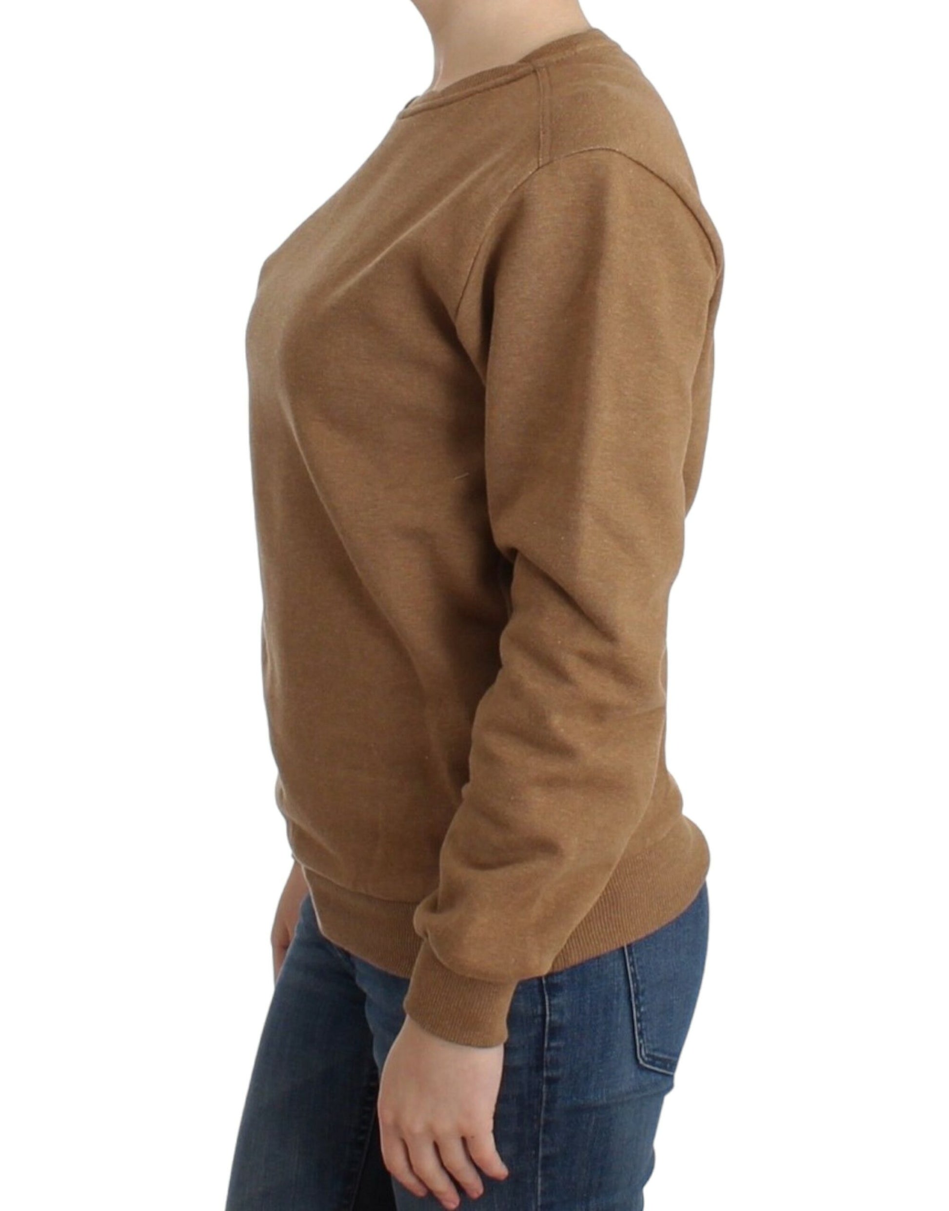 Pull en coton marron à col rond John Galliano
